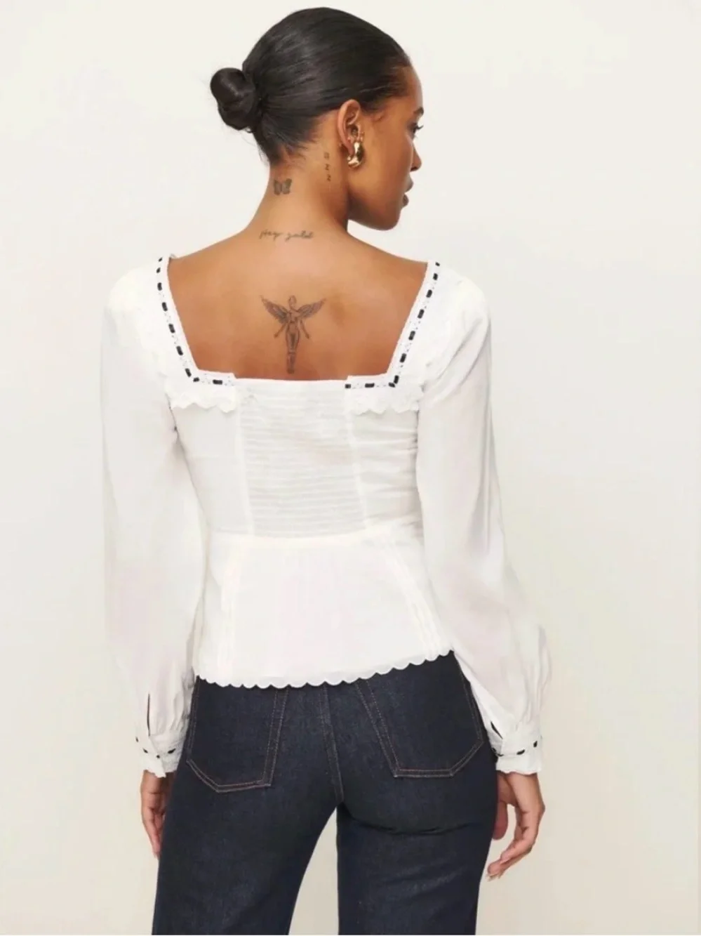 Reformation Haisley Top In White longsleeve size 10